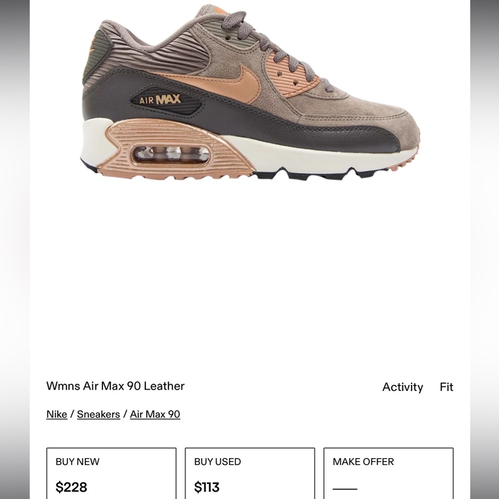 Nike Air Max 90 Leather Women's Shoes - Brown and Black